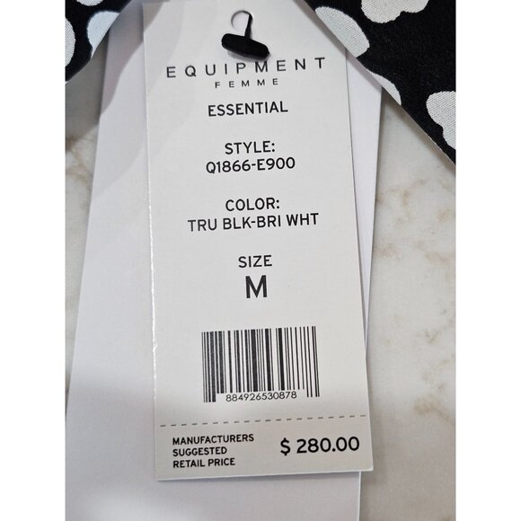 NWT! Equipment Femme Essential Heart Print Silk Shirt Medium B & W Button Down - Picture 10 of 12